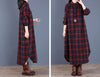 Spring Autumn Woman Dress Vintage Loose Cotton Long Dress Vestidos Robe D Ete Femme Literary Plaid Shirt Dress