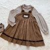 Autumn Winter Girls Vintage Sweet Lolita Jsk Dress Women Cute Bear Embroidery Plush Pocket Loose Corduroy Party Strap Dresses