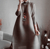 Pleated Classical Vintage Dress Turtleneck Loose High Aesthetic Designer Women Abayas Elegant Clothing