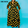 Autumn Dot Print Button Up Plus Size XL-5XL Women Blousers Maxi Dress Vestidos Streetwear Long Dresses Vestidos