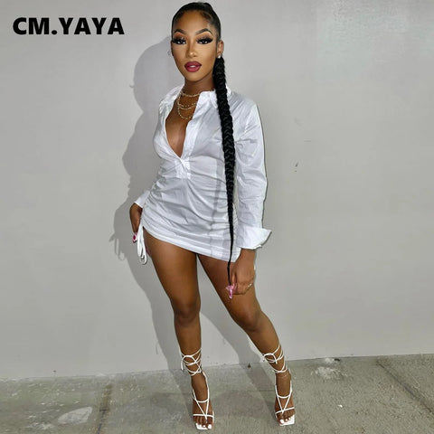 Women Mini Dress Solid Shirring Stretchy Straight Dresses Office Lady Sexy Vestidos Single Breasted Clothes Fall