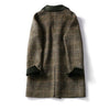Handmade 90%Wool Women Plaid Blazer Coat Elegant Chic Wool Blend Khaki Blue Winter Coats