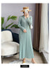 Pleated Long Sleeve V-neck Dress Women Spring Korean Designer Casual Black Dresses Elegant Aesthetic Clothes