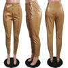 Women Faux Leather Zipper Splicing Pants Leggings High Waist Pencil PU Trousers Draped Streetwear Pants