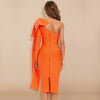 Bodycon Women Dress Sexy One Shoulder Long Sleeve Orange Black Blue Bow-Knot Wedding Evening Party Dresses Vestido