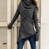 Vintage Sweater Dress Women Autumn Winter Turtleneck Knitted Sweater Irregular Hem Slim Jumpers Sweaters