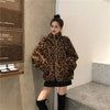 Winter Leopard Print Jacket Women's Stand Collar Warm Parkas Outwear Autumn Winter Korean Female Loose Faux Fur Coats
