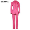 Autumn Winter Streetwear Women's Set Long Sleeve Blazer Pants Suit Office Lady Tracksuit Two Piece Set Fitness Outfits