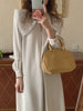 Women Autumn Beige Long Loose Lace Dress V Neck Straight Full Sleeve Pullover Maxi Dresses Female