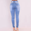 Vintage Women Jeans Slim Fit High Waist Denim Pencil Pants Bootcut Winter Pull-on Skinny Jeans Blue