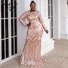 Black Sequin Plus Size Party Dress Elegant Women O-neck Long Sleeve Bodycon Mermaid Prom Dresses Large Size Evening Gown