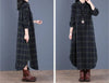 Spring Autumn Woman Dress Vintage Loose Cotton Long Dress Vestidos Robe D Ete Femme Literary Plaid Shirt Dress