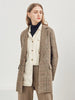 Handmade 90%Wool Women Plaid Blazer Coat Elegant Chic Wool Blend Khaki Blue Winter Coats