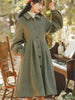 French Vintage Woolen Coats Women Autumn Winter Elegant Pleated Long Coat Female Sweet Lantern Sleeve Jackets