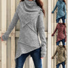 Vintage Sweater Dress Women Autumn Winter Turtleneck Knitted Sweater Irregular Hem Slim Jumpers Sweaters