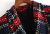 Tweed women red plaid blazers 2021winter women vintage jackets female patchwork blazer coats girls chic outfit clothes