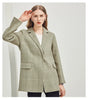 Handmade 90%Wool Women Plaid Blazer Coat Elegant Chic Wool Blend Khaki Blue Winter Coats