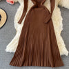 Women Pleated Knitted Dress Turtleneck Long Sleeve Elastic Slim Pencil Dress Autumn Winter Sexy Bodycon Sweater Dress