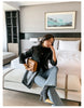 Autumn Black Wool Blends Patchwork Leather Jacket Women with Many Pockets Long Sleeve Korean Streetwear