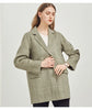 Handmade 90%Wool Women Plaid Blazer Coat Elegant Chic Wool Blend Khaki Blue Winter Coats