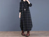 Spring Autumn Woman Dress Vintage Loose Cotton Long Dress Vestidos Robe D Ete Femme Literary Plaid Shirt Dress