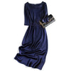 Heavy Mulberry Silk Satin Party Dress Long Sleeve Dress Women's Evening Dress