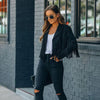 Womens Vintage Lapel Long Sleeve Fringe Cropped Hippie Motor Biker Cardigan Outwears Faux Suede Tassel Jacket
