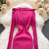 Women Korean Knitted Dress Long Sleeve V Neck Elastic Slim Pencil Dresses Autumn Sexy Bodycon Split Sweater Dress