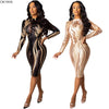 Women Fall Winter Long Sleeve O Neck Bodycon Sequined Sexy Night Club Party Bandage Midi Dresses Vestidos CY8201