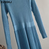 elegant OL turtleneck slim long Sweater dress women Thick knit Autumn Winter dress female Slim A-line basic dress casual