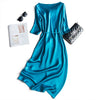 Heavy Mulberry Silk Satin Party Dress Long Sleeve Dress Women's Evening Dress