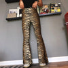 high waist leopard print flare leggings autumn winter women sexy bodycon trousers club pants