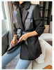 Autumn Black Wool Blends Patchwork Leather Jacket Women with Many Pockets Long Sleeve Korean Streetwear