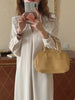 Women Autumn Beige Long Loose Lace Dress V Neck Straight Full Sleeve Pullover Maxi Dresses Female