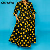 Autumn Dot Print Button Up Plus Size XL-5XL Women Blousers Maxi Dress Vestidos Streetwear Long Dresses Vestidos