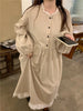 Autumn Korean Style Dress Women Ruffles Patchwork O Neck Long Sleeve Dresses Slim Waist Elegant Vestidos Mujer