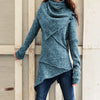 Vintage Sweater Dress Women Autumn Winter Turtleneck Knitted Sweater Irregular Hem Slim Jumpers Sweaters