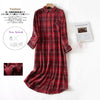 Spring Autumn Women Casual Plaid Night Dress Female 100% Cotton Nightgown Long Sleeve Sleepshirts Large Size Home Dress