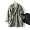 Handmade 90%Wool Women Plaid Blazer Coat Elegant Chic Wool Blend Khaki Blue Winter Coats