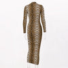 leopard print long sleeve slim bodycon sexy dress autumn winter women streetwear party festival dresses outfits