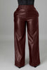 Women Faux Leather Straight High Waist PU Pants Elegant Autumn Winter Solid Wide Leg Black Trousers