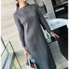 Tianpei Pleats Spring Autumn Winter Women Long Sleeve Comfortable Dress Korean Style Casual Designer Clothes