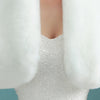 Women Ivory Winter Warm Faux Fur Wedding Bridal Shrug Elegant Long Sleeve Accessory Cape Lapel Collar Shawl Bolero Coat