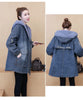 Winter Women Lamb Wool Thick Denim Jacket 5XL Loose Hooded Windbreaker Coat Casual Zipper Jeans Outerwear Warm Parkas