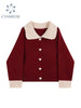 Spring Red Cardigan Sweaters For Women Loose Peter Pan Collar Elegant Korean Single Breasted Female Knit Cardigans Coat Top