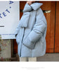 Women White Duck Down Coat Winter Female Scarf OverSize Jackets Round Neck Loose Thicken Parkas Warm Outwear