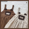 Autumn Winter Girls Vintage Sweet Lolita Jsk Dress Women Cute Bear Embroidery Plush Pocket Loose Corduroy Party Strap Dresses