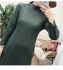 Tianpei Pleats Spring Autumn Winter Women Long Sleeve Comfortable Dress Korean Style Casual Designer Clothes