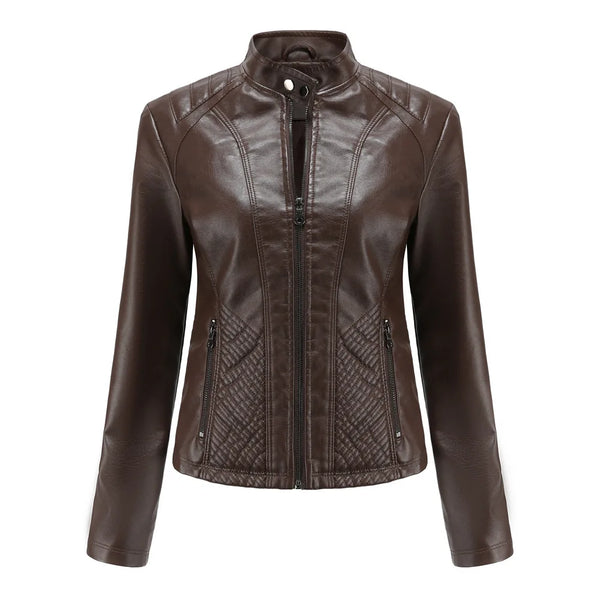 Leather Jacket Women Spring Autumn Jackets Ladies Motorcycle Large Size Stand Collar PU Leather Jacket Female Outerwear 3XL