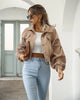 Autumn Cropped Corduroy Jackets Overcoat Single Breasted Lantern Sleeve Coats Women Vintage Winter Women Jacket 18047